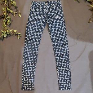 5 for $20! H&M cigarette trousers retro navy small print office outfit trendy